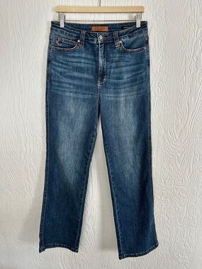 JUDY BLUE High Rise Tummy Control Straight Leg Jeans Dark Wash Stretch 11/30